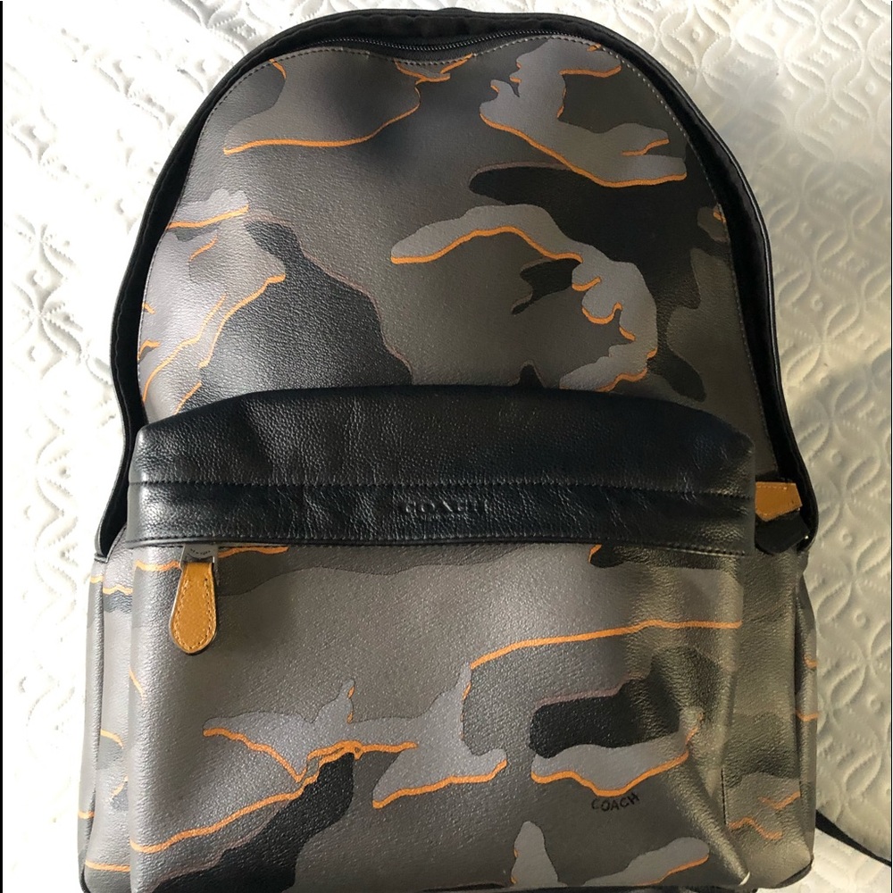 Coach grey and orange Camo Backpack